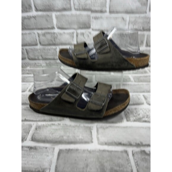 Birkenstock Arizona Soft Footbed Men's 11-11.5 Gray/ Green Comfort Sandals - Picture 1 of 10